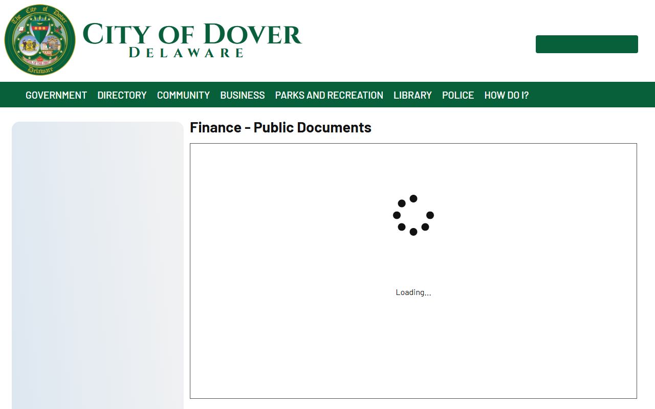 City of Dover Finance Department financial documents and reports