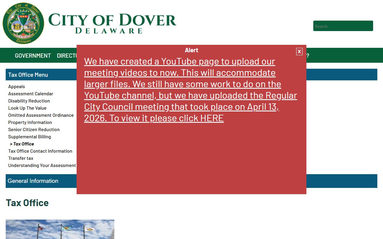 City of Dover Tax Office property tax information and payment
