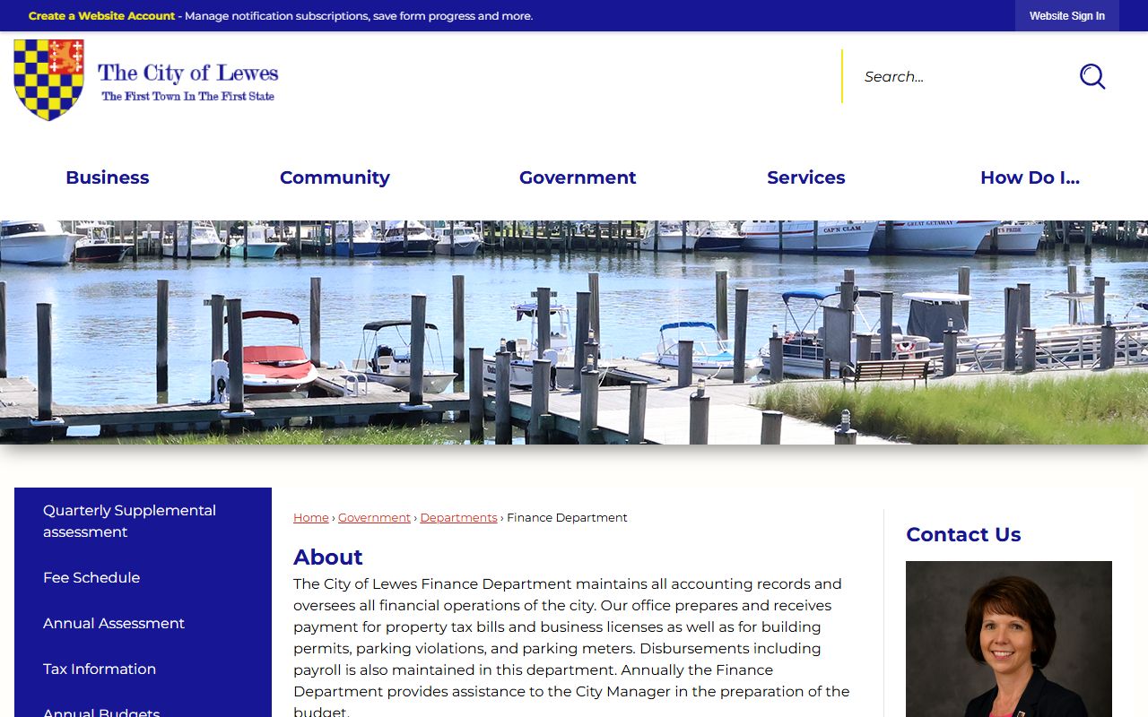 City of Lewes Finance Department accounting and tax records