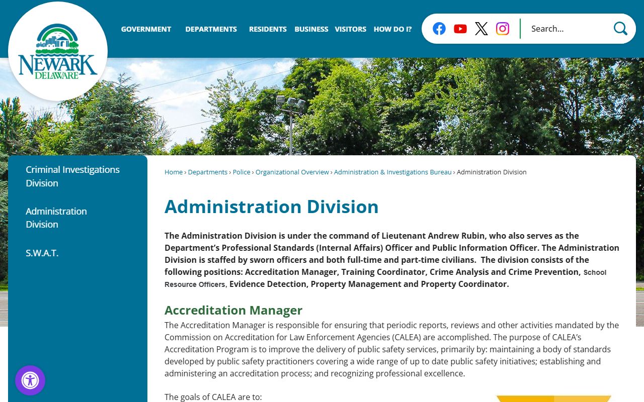 Newark Police Administration Division property management and evidence
