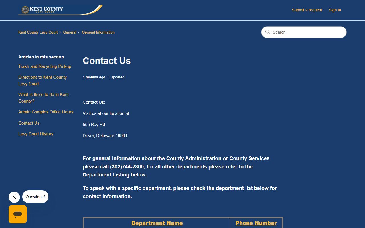 Kent County department contacts for unclaimed money related offices