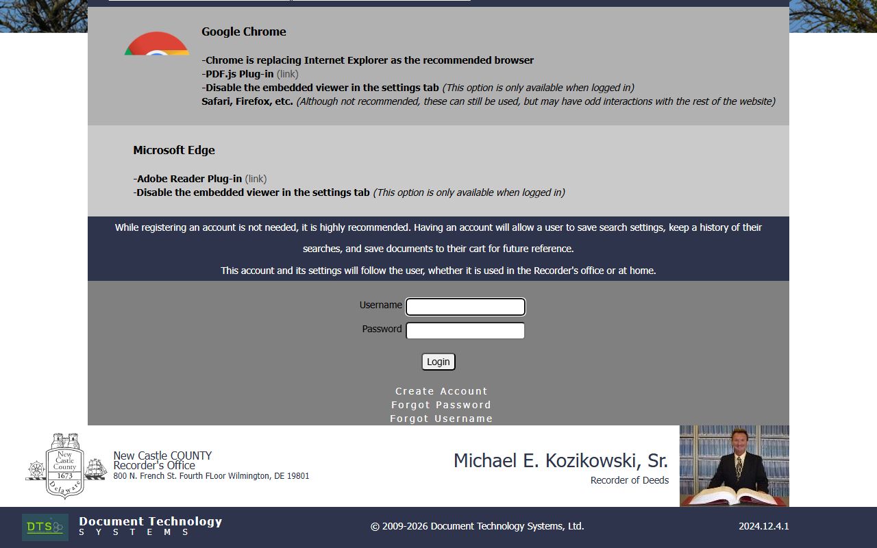 New Castle County Recorder of Deeds subscription portal for frequent users