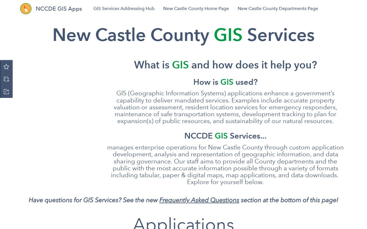New Castle County GIS mapping portal parcel and property data