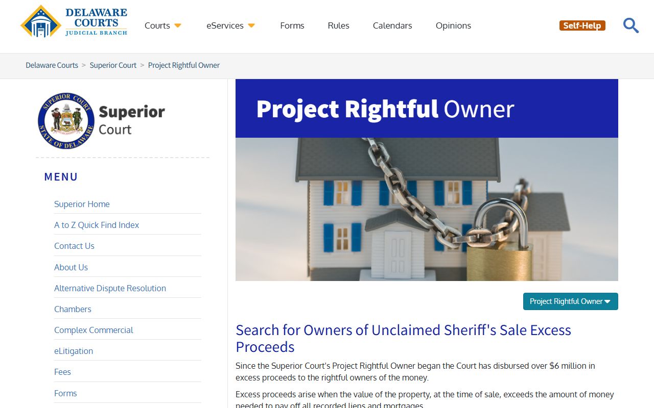 Delaware Superior Court Project Rightful Owner program for all three counties