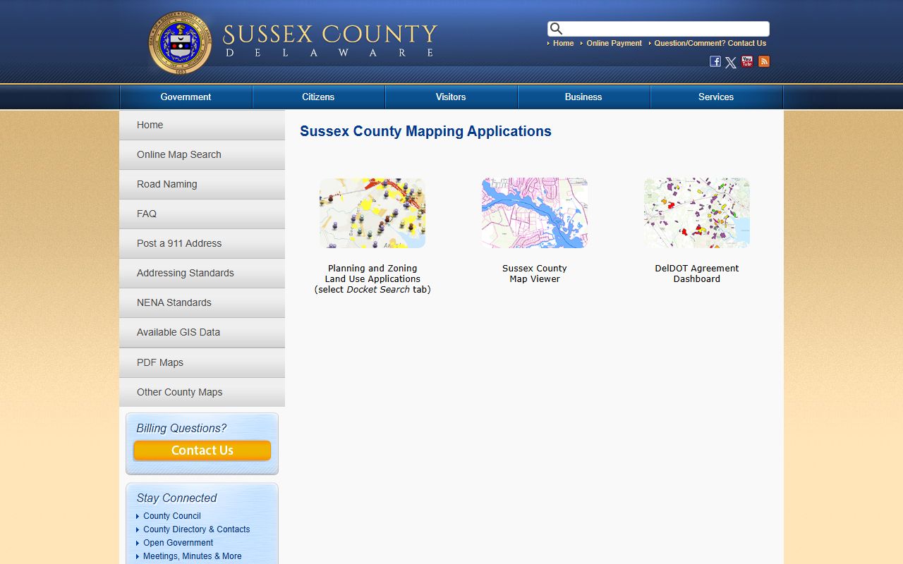 Sussex County GIS mapping applications property and parcel data
