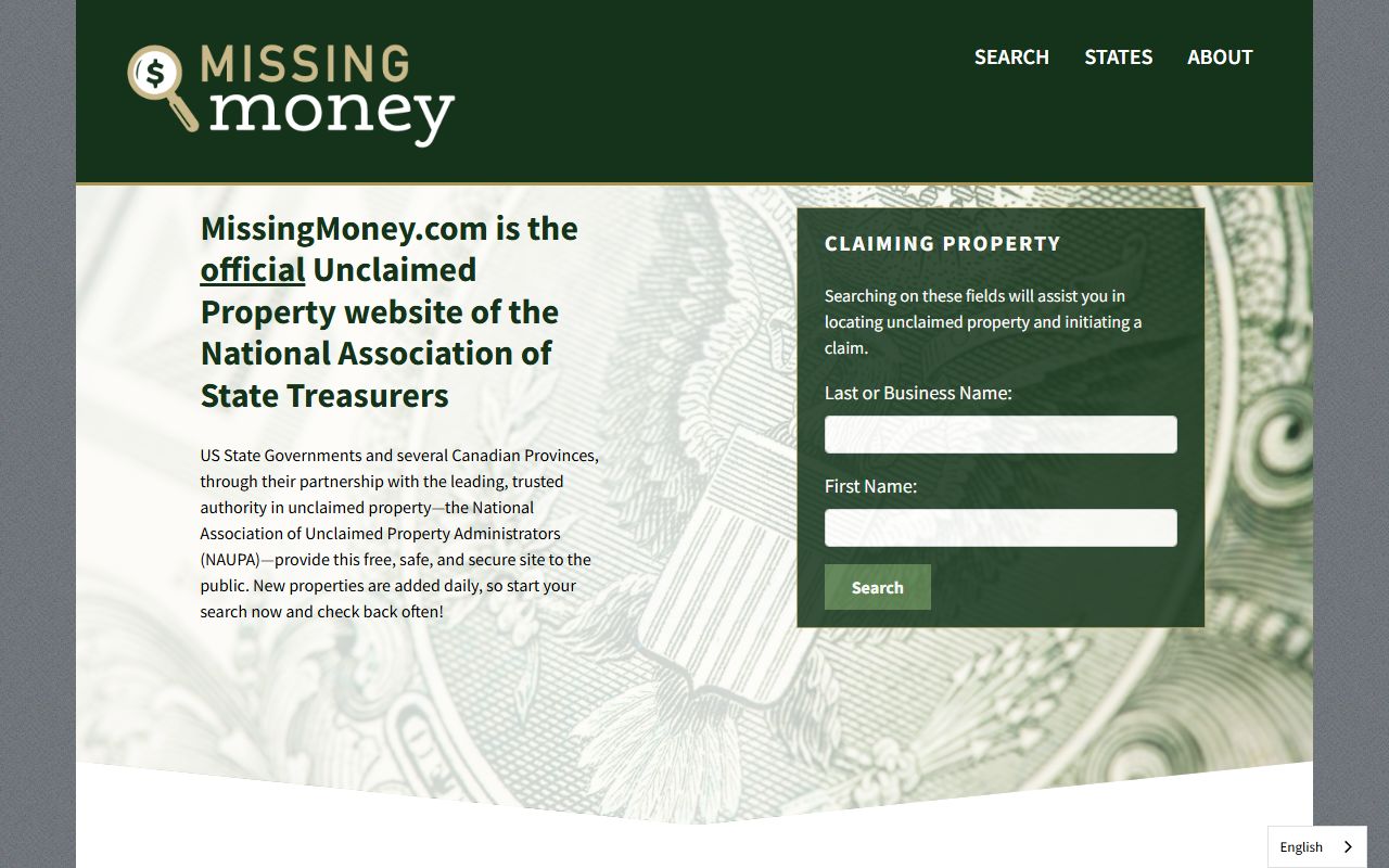 MissingMoney.com multistate unclaimed money search including Delaware